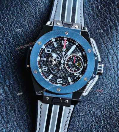 Hublot Big Bang Unico Ferrari 45mm 7750 Movement Stripe Leather Band Watch